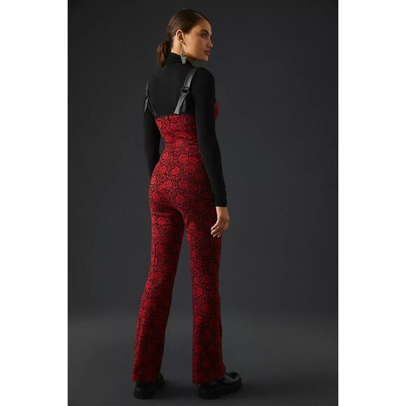 New Anthropologie Maeve Floral Sweetheart Jumpsuit $170 Sz 0 Red Motif Stretchy - Picture 5 of 6